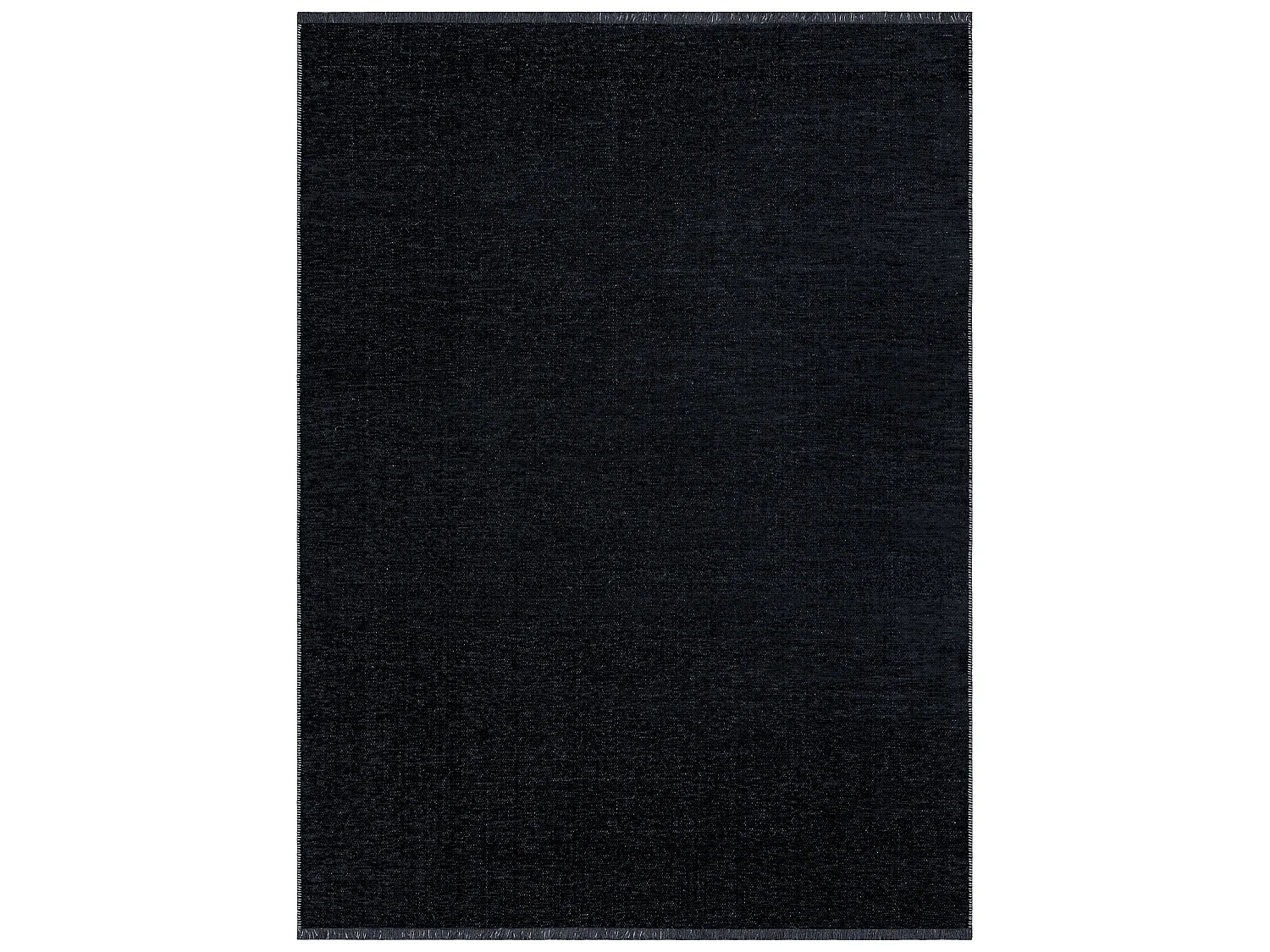 Tapijt FLORENCE 24021 Eenkleurig, glamour, plat geweven, franjes - zwa 78x150 cm