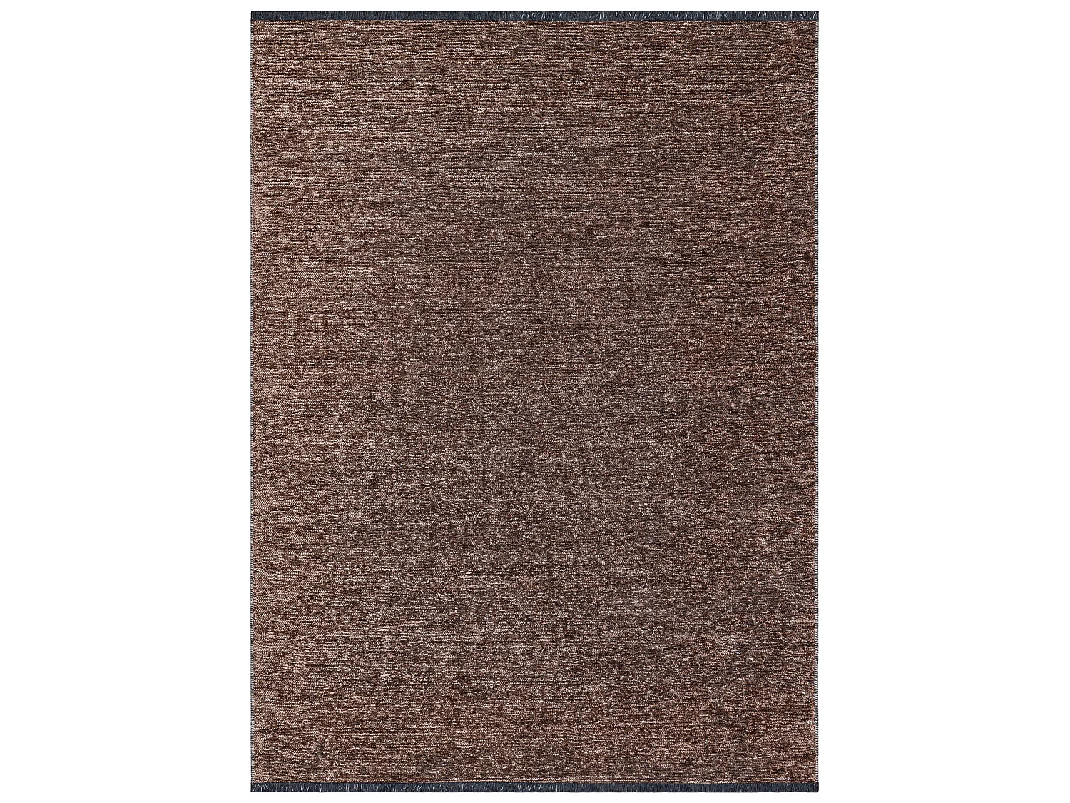 Tapis FLORENCE 24021 Uni, glamour, tissé à plat, franges - marron 195x290 cm