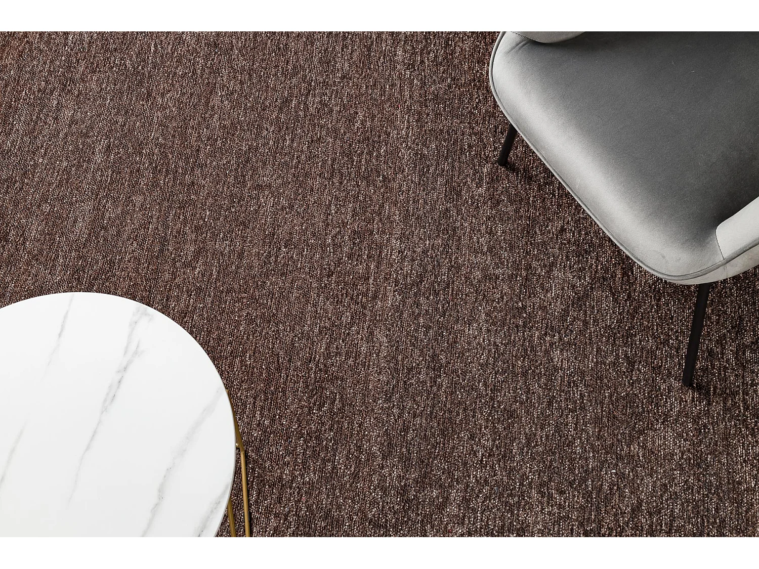 Tapis FLORENCE 24021 Uni, glamour, tissé à plat, franges - marron 195x290 cm