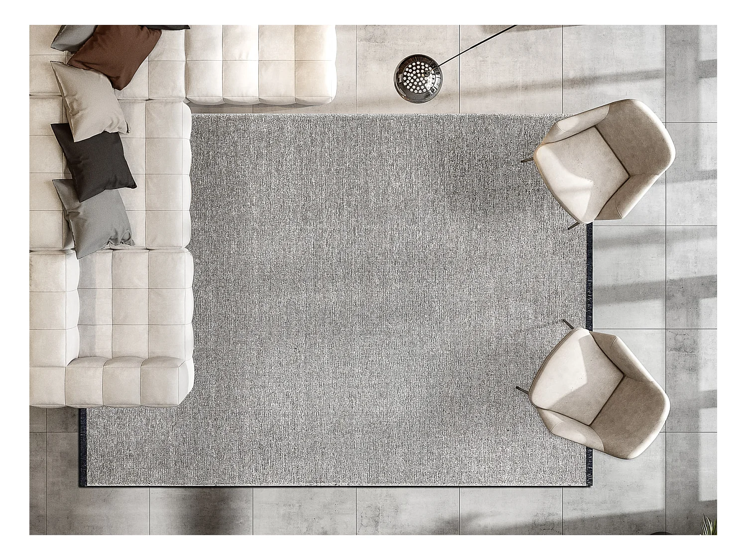Tapis FLORENCE 24021 Uni, glamour, tissé à plat, franges - beige 195x290 cm