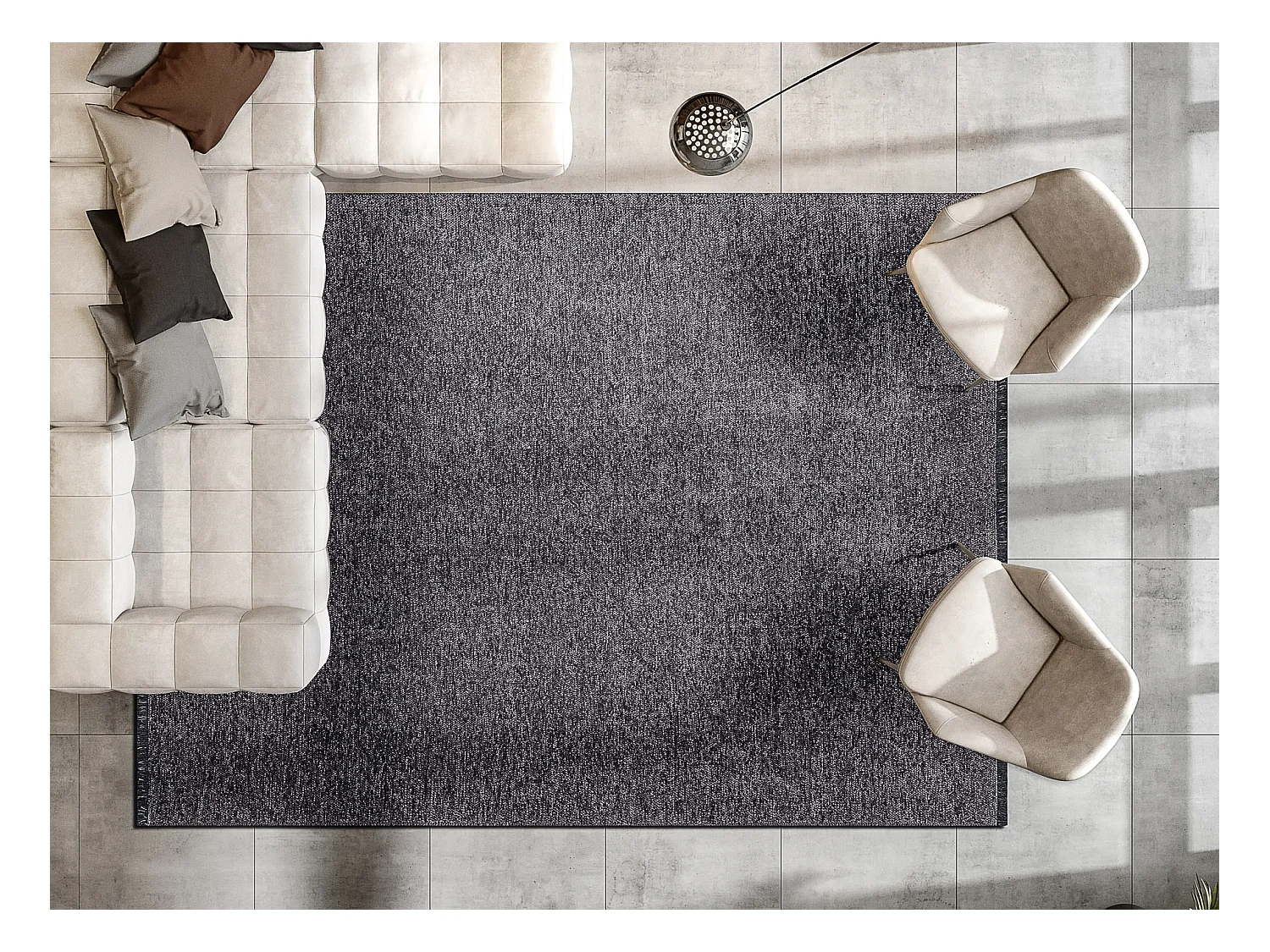 Tapijt FLORENCE 24021 Eenkleurig, glamour, plat geweven, franjes - ant 175x270 cm