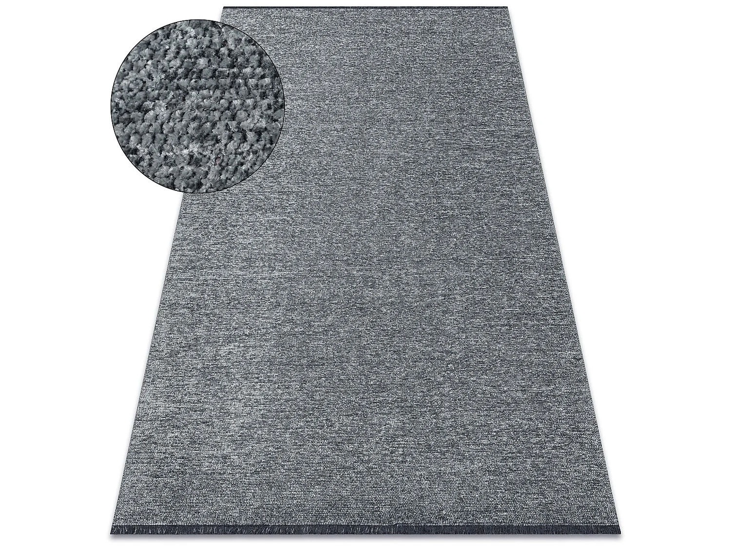 Tapijt FLORENCE 24021 Eenkleurig, glamour, plat geweven, franjes - gri 135x190 cm