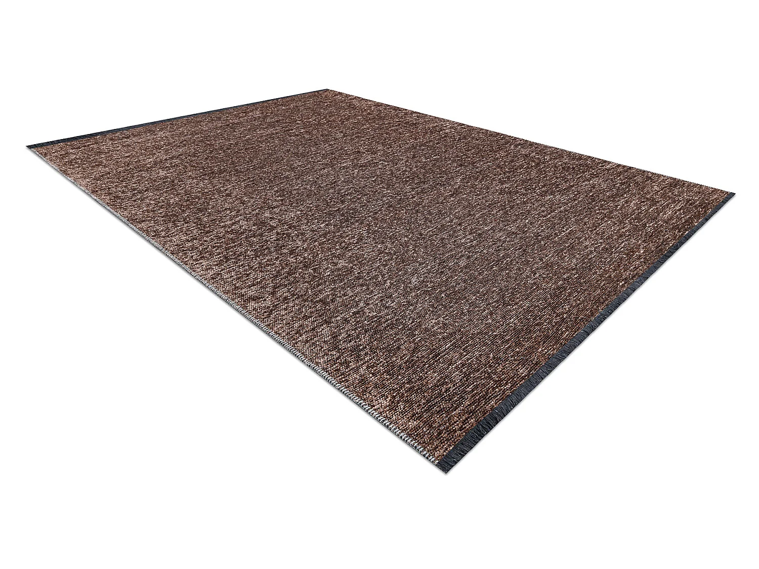 Tapis FLORENCE 24021 Uni, glamour, tissé à plat, franges - marron 135x190 cm