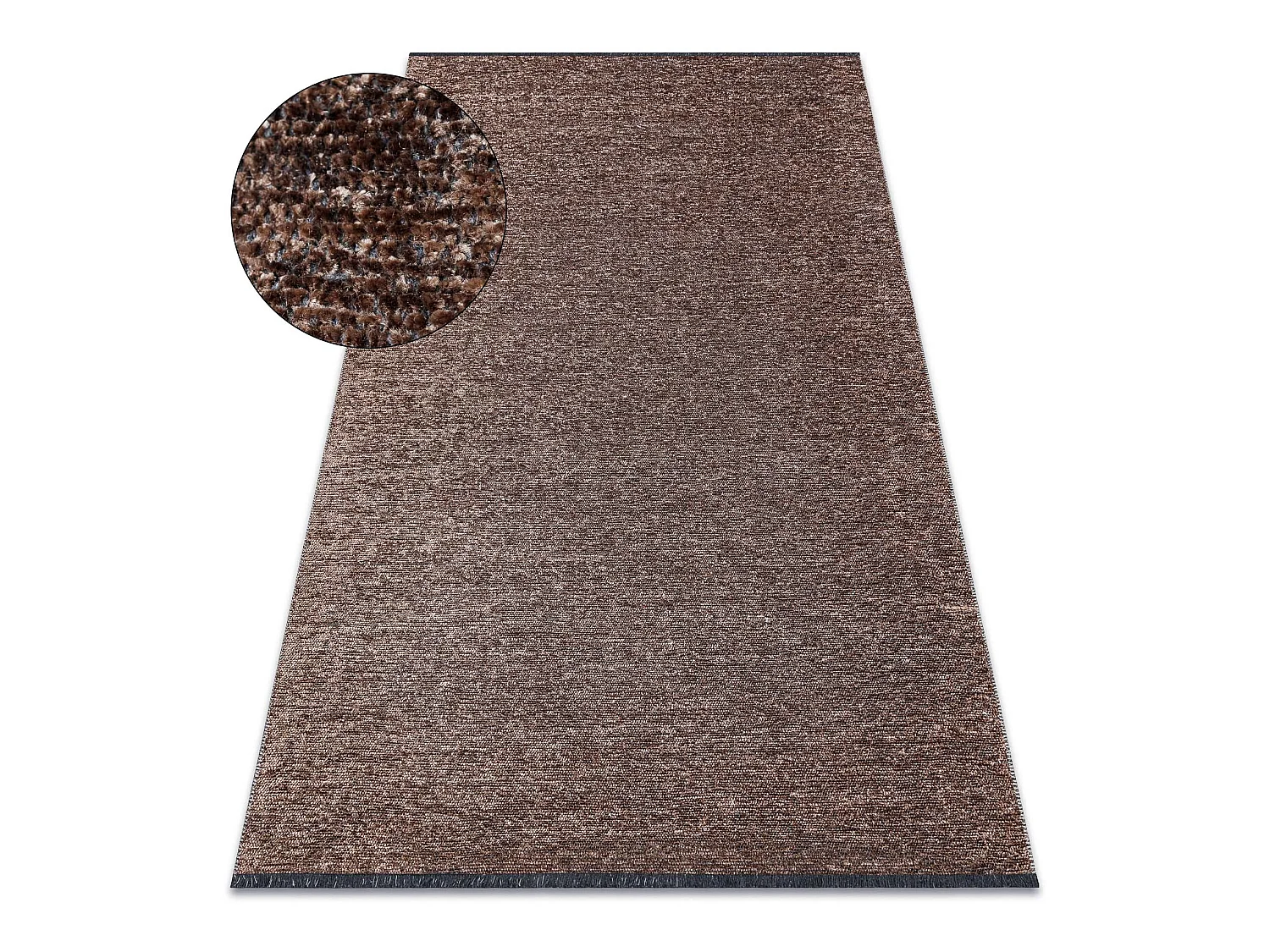 Tapis FLORENCE 24021 Uni, glamour, tissé à plat, franges - marron 175x270 cm