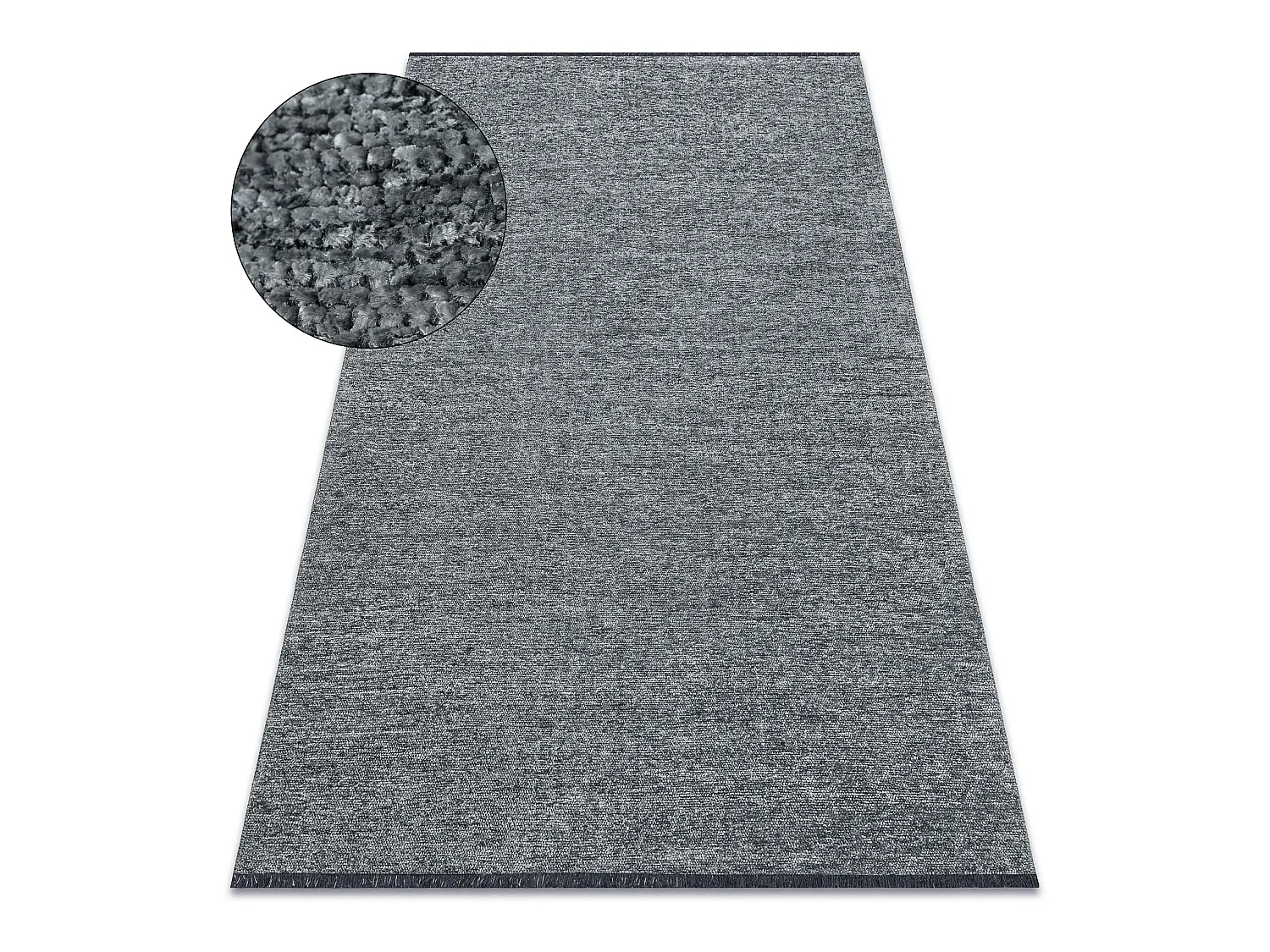 Tapijt FLORENCE 24021 Eenkleurig, glamour, plat geweven, franjes - zee 135x190 cm