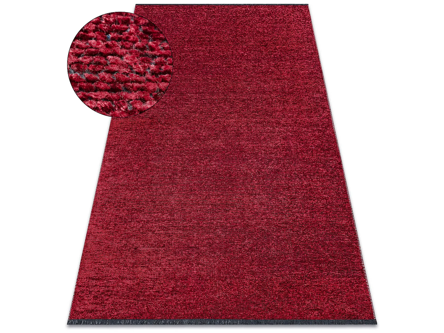 Tapijt FLORENCE 24021 Eenkleurig, glamour, plat geweven, franjes - Roo 175x270 cm