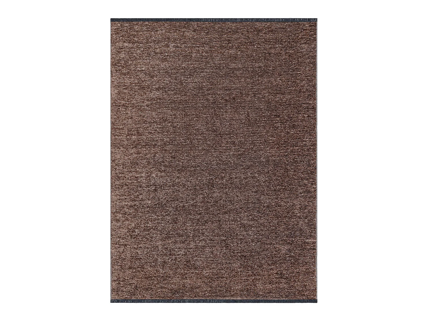 Tapis FLORENCE 24021 Uni, glamour, tissé à plat, franges - marron 78x150 cm