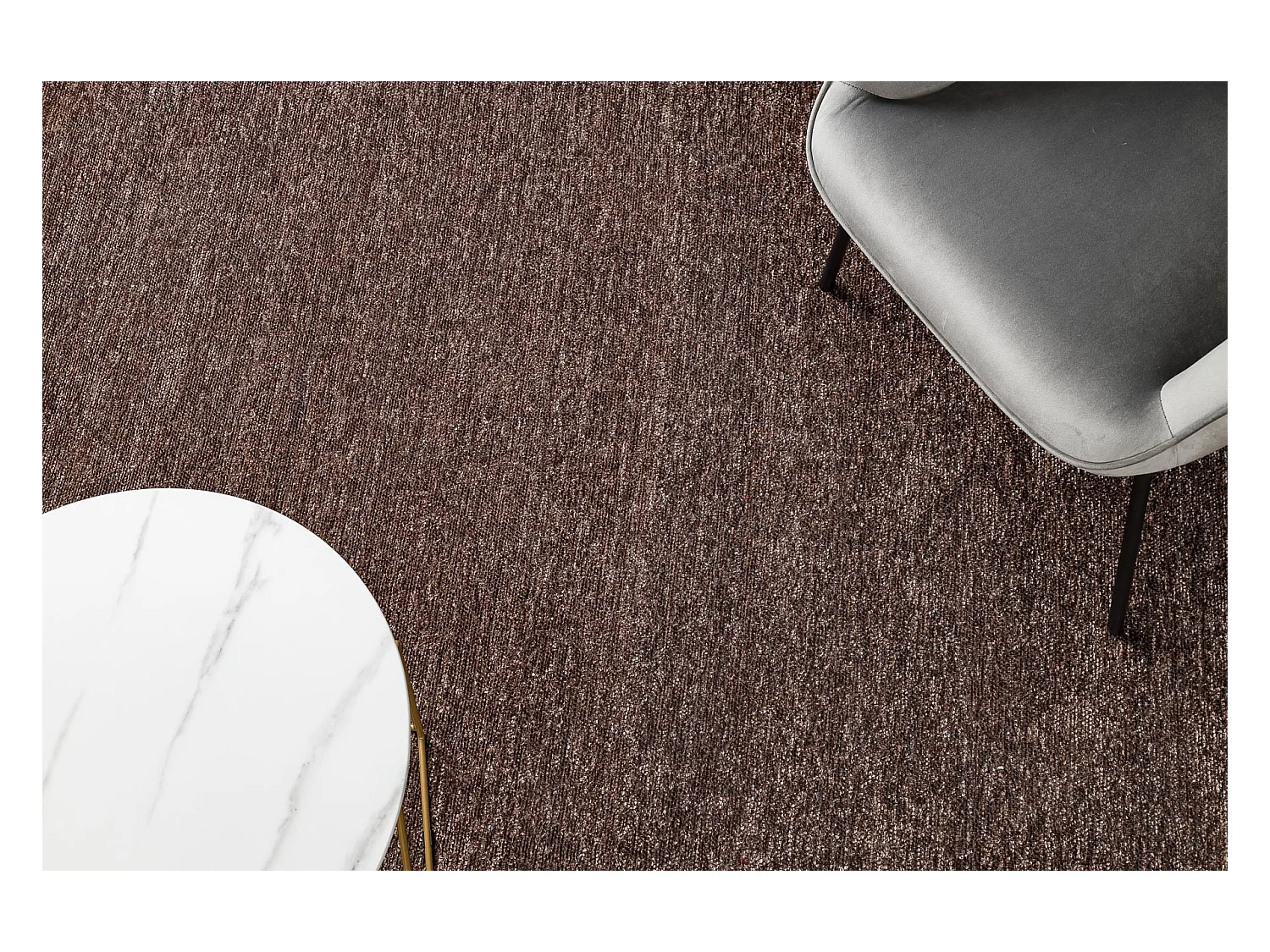Tapis FLORENCE 24021 Uni, glamour, tissé à plat, franges - marron 78x150 cm