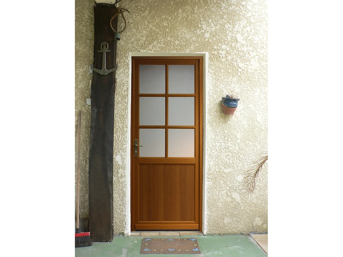 Porte De Service Bois Vitrée Naxos, H,200xl,90 P, Droit Côtes Tableau Gd Menuiseries