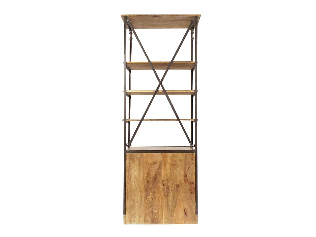 Petite bibliothèque en métal et bois de manguier Marcel