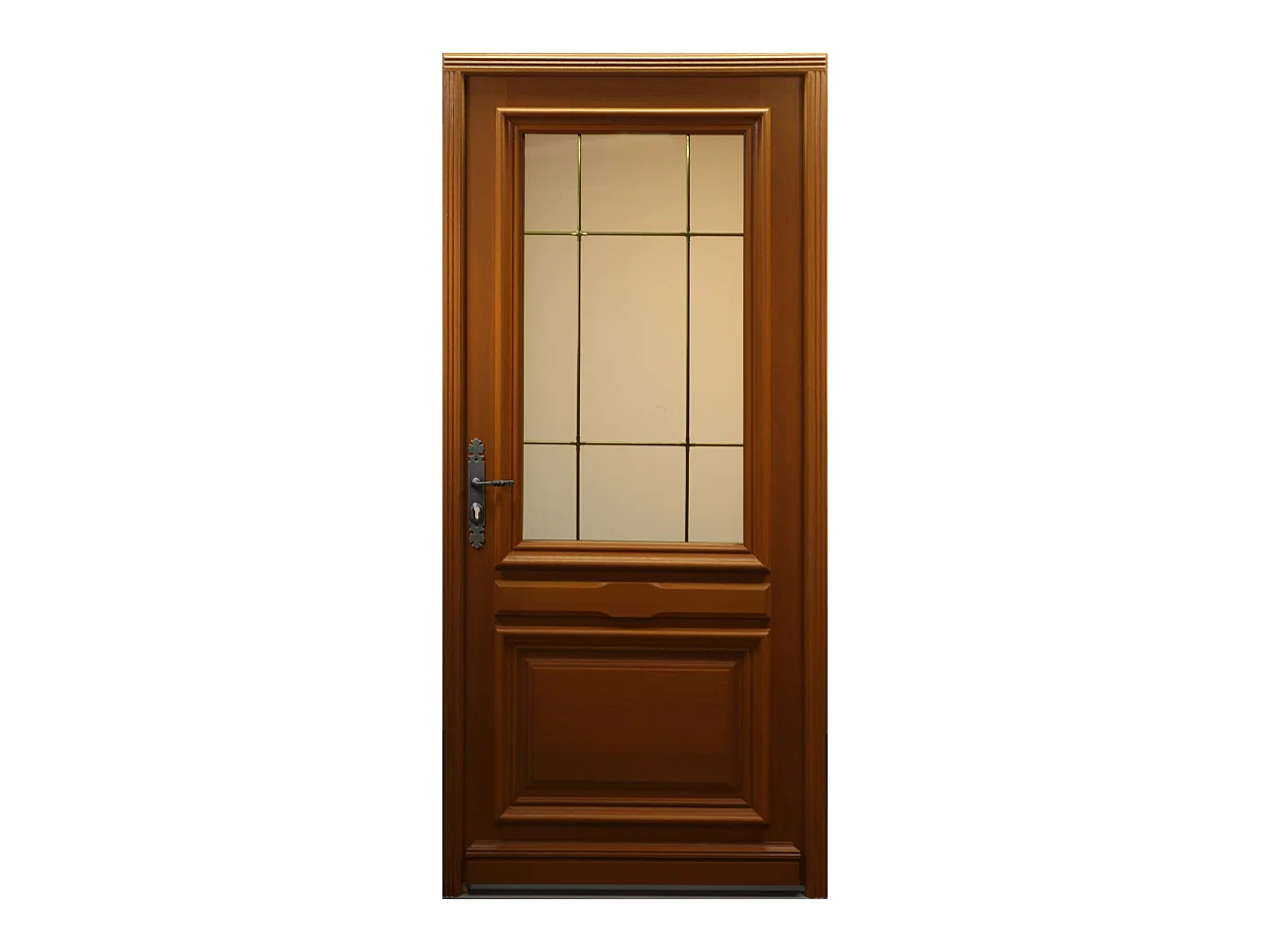 Porte d'entree Bois vitree, Cornelia, H,215xl,90  p, droit Cote Tableau