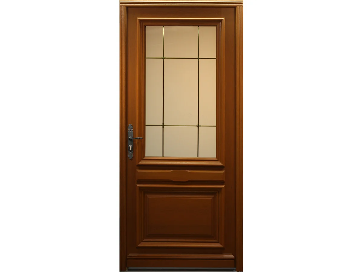 Porte d'entree Bois vitree, Cornelia, H,215xl,90 p, droit Cote Tableau