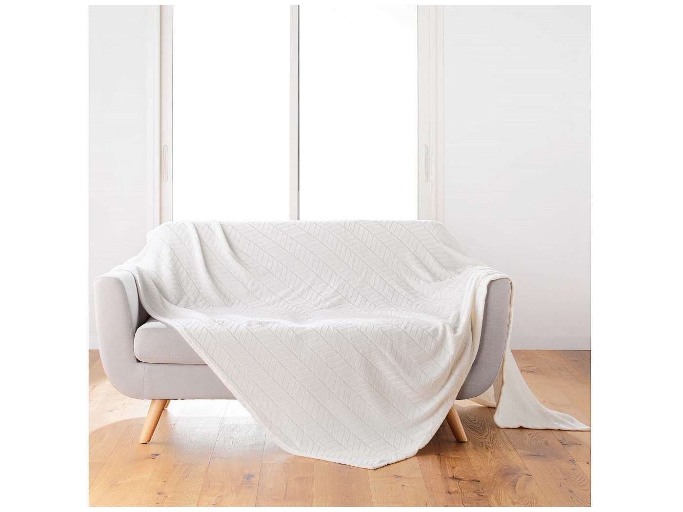 Plaid Flanella Rilievo Arya Tortora 180x220 Cm - Douceur D'Intérieur, Coperta Morbida Per Divano E Letto - 2