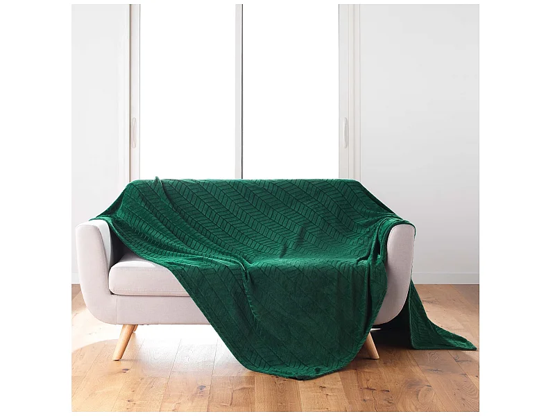 Plaid flanelle 180 x 220 cm Aryas vert