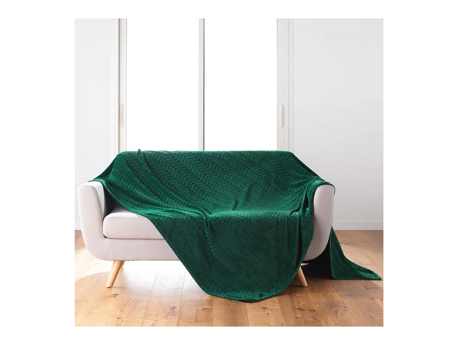 Plaid flanelle 180 x 220 cm Aryas vert