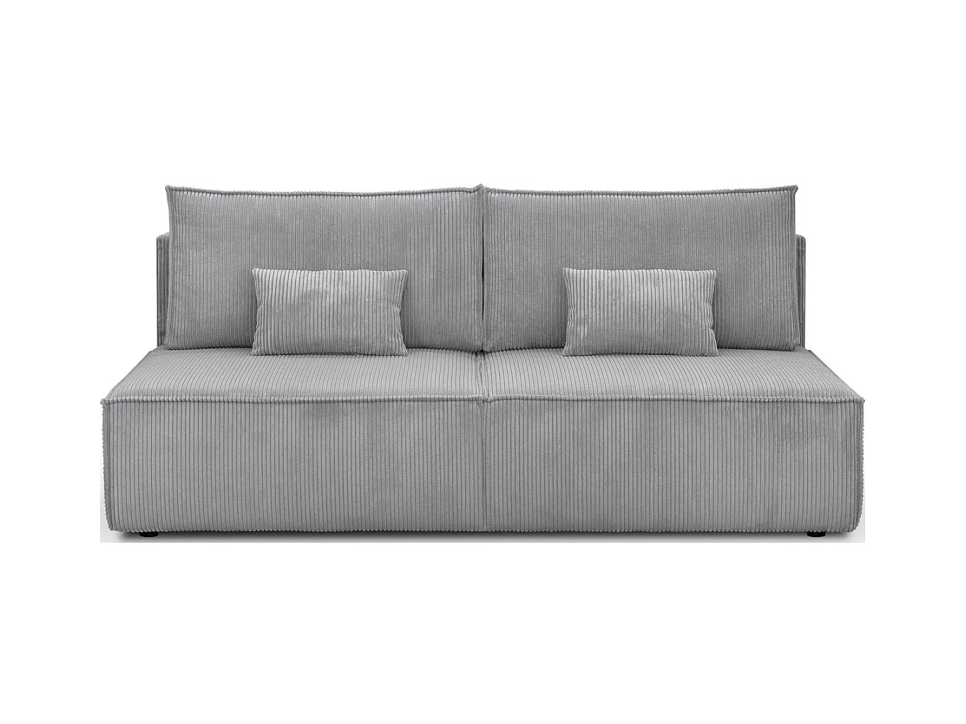 Canapé convertible 3 places avec coffre de rangement en velours côtelé gris clair - Milla