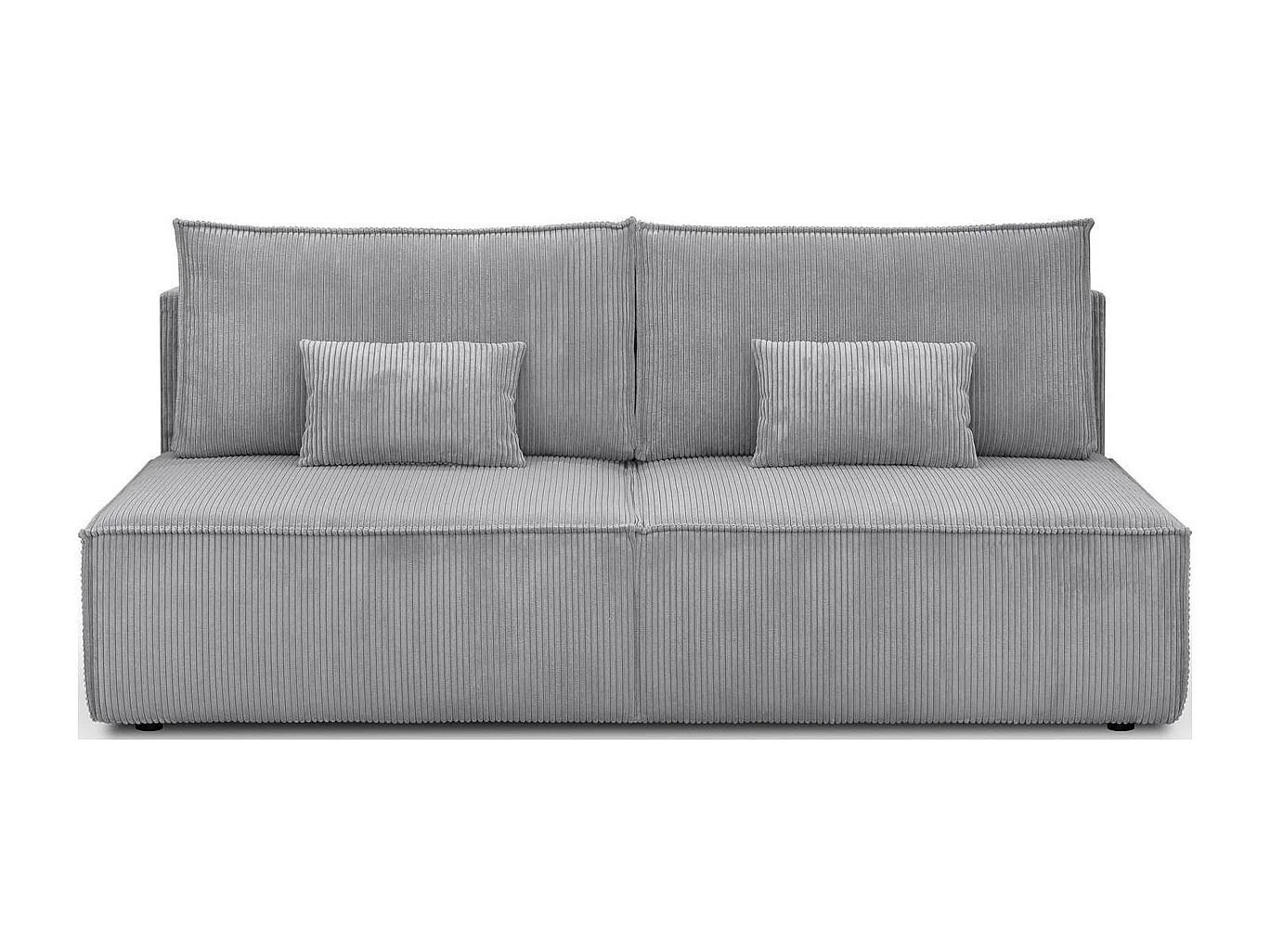 Canapé convertible 3 places avec coffre de rangement en velours côtelé gris clair - Milla