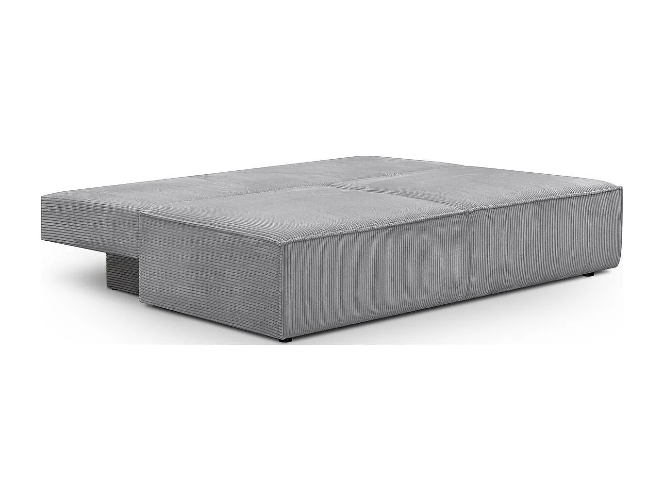 Canapé convertible 3 places avec coffre de rangement en velours côtelé gris clair - Milla