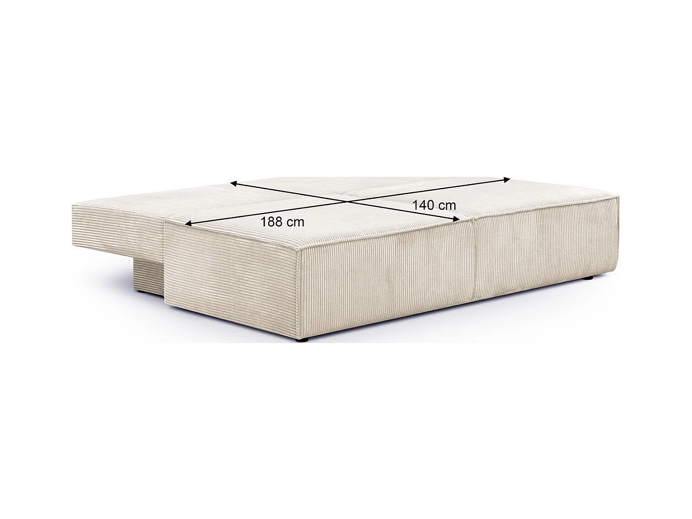 Canapé convertible 3 places avec coffre de rangement en velours côtelé beige - Milla