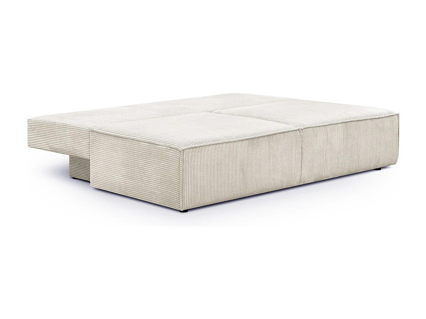Canapé convertible 3 places avec coffre de rangement en velours côtelé beige - Milla