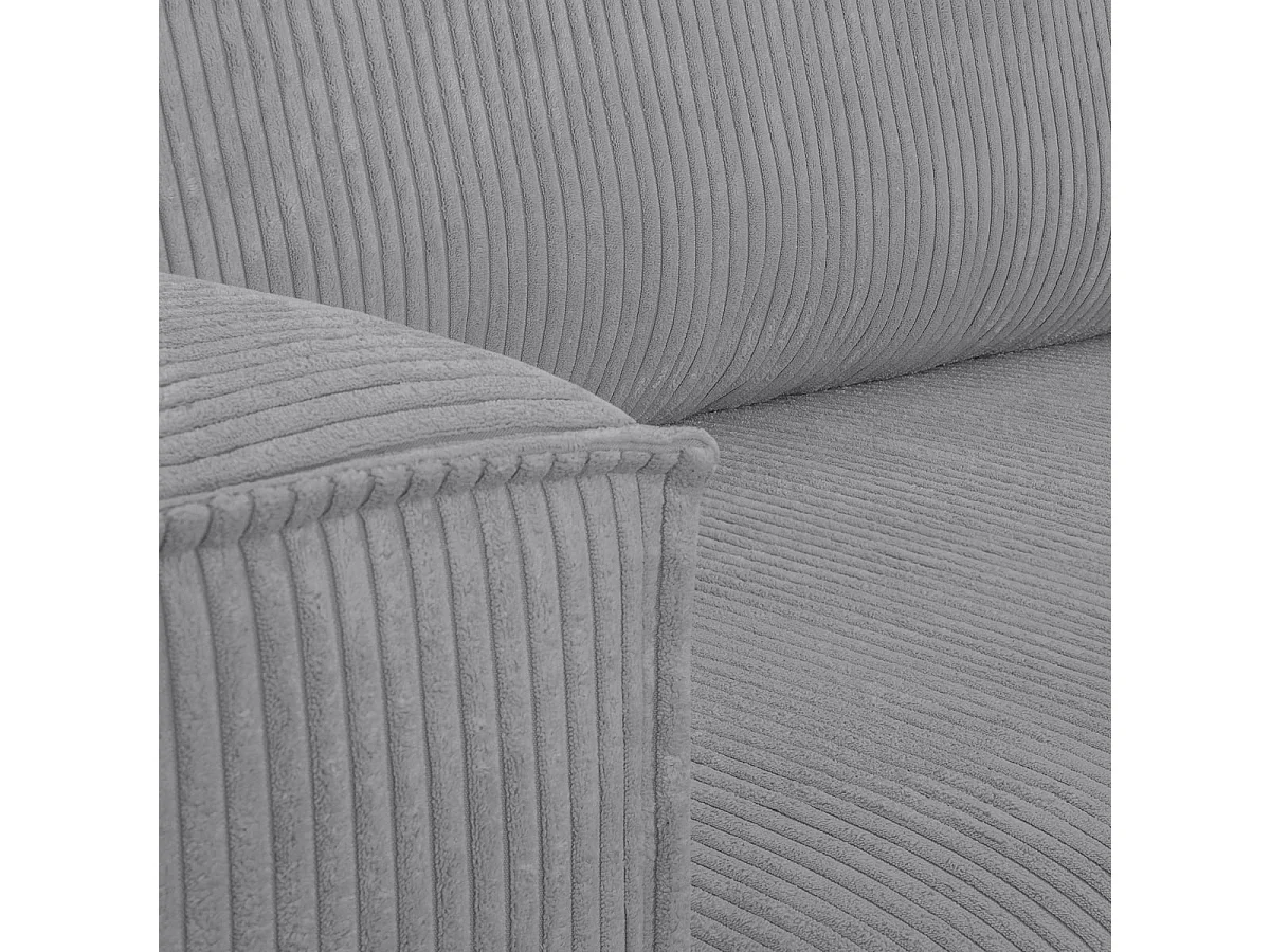 Canapé d'angle convertible 4 places en velours côtelé gris clair