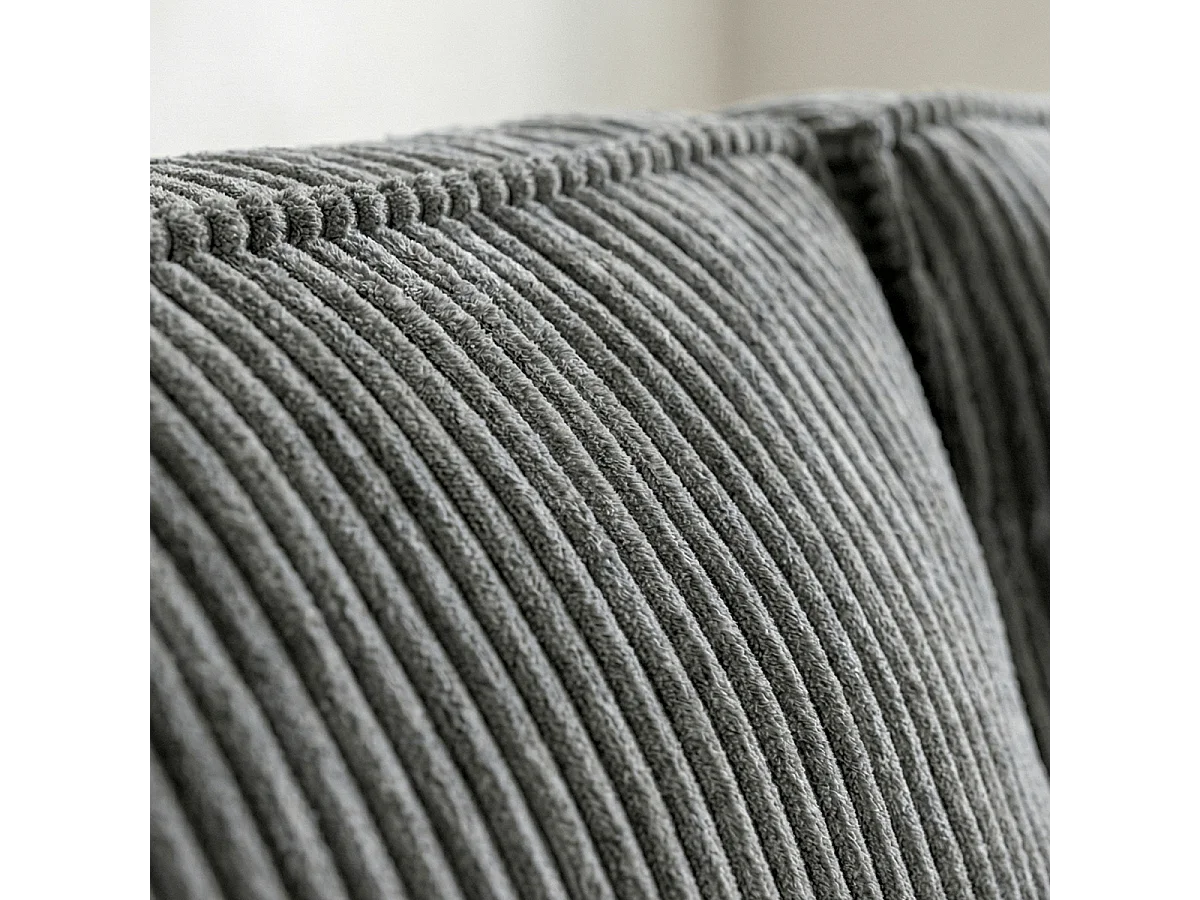 Canapé d'angle convertible réversible 4 places avec coffre de rangement en velours côtelé gris clair - Livia