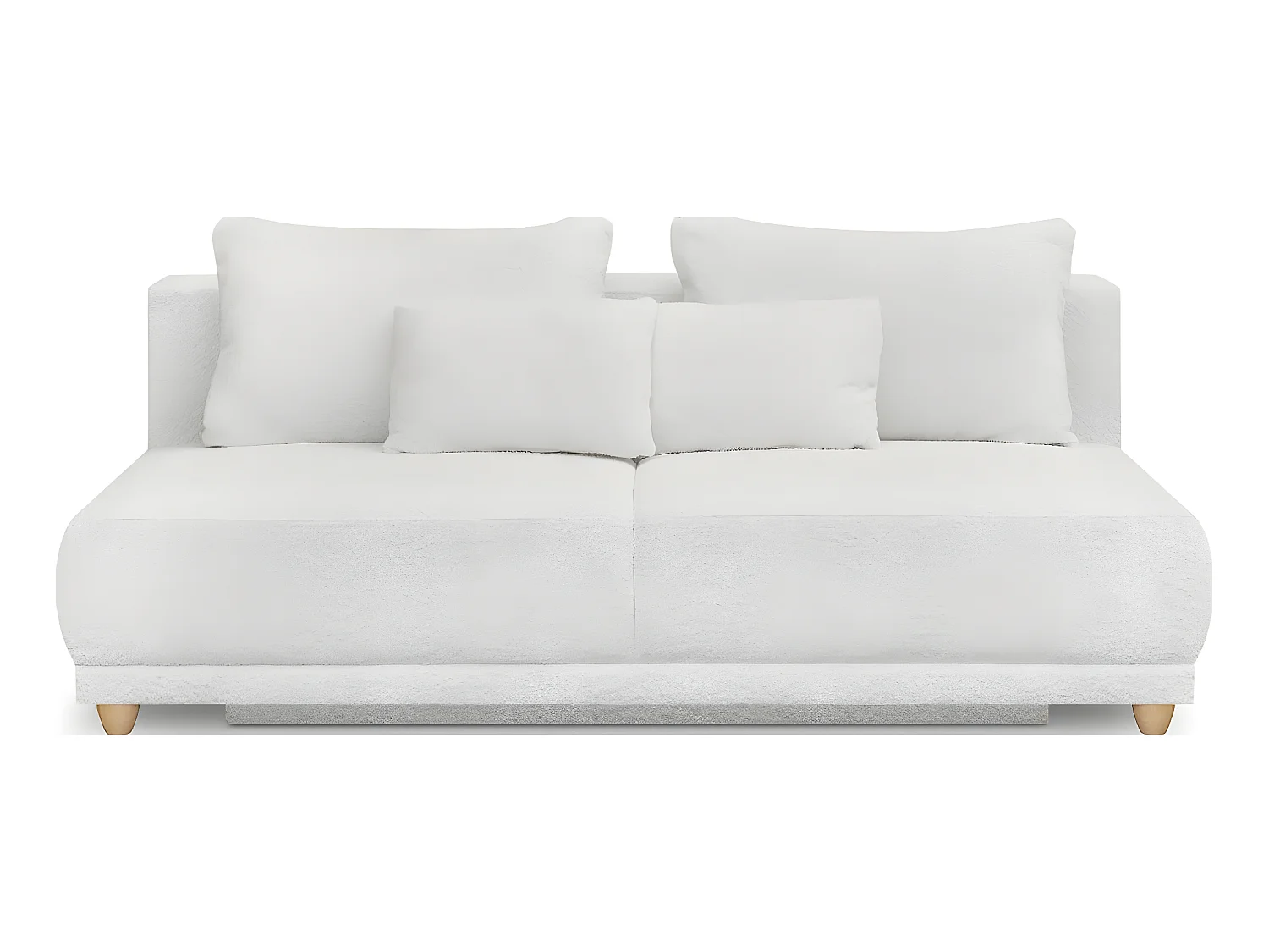 Canapé convertible 3 places avec coffre de rangement en tissu bouclette beige - Elia