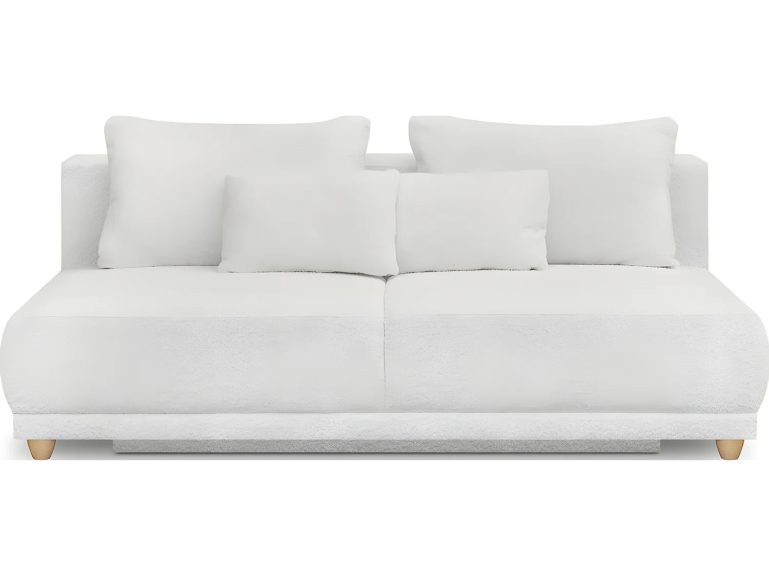 Canapé convertible 3 places avec coffre de rangement en tissu bouclette beige - Elia