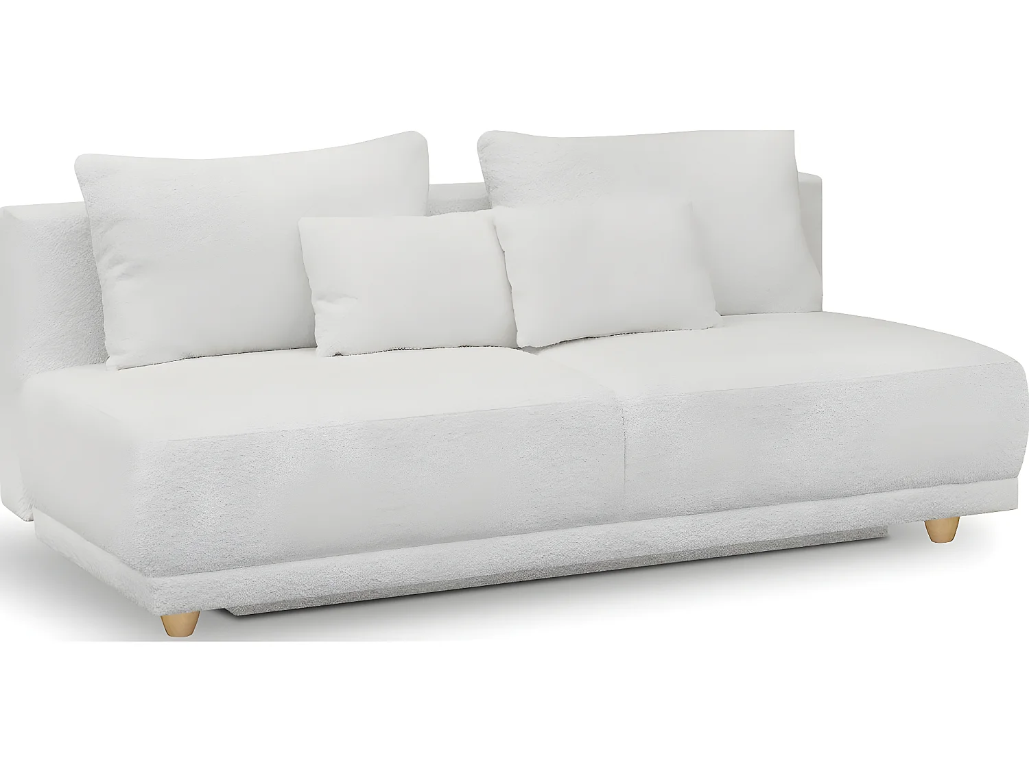 Canapé convertible 3 places avec coffre de rangement en tissu bouclette beige - Elia