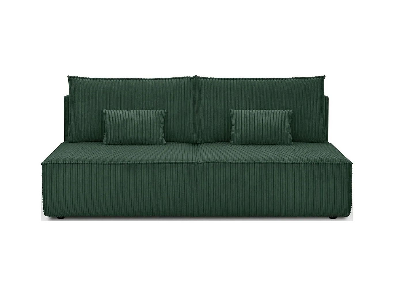 Canapé convertible 3 places avec coffre de rangement en velours côtelé vert foncé - Milla