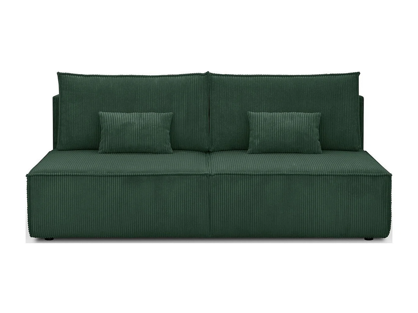 Canapé convertible 3 places avec coffre de rangement en velours côtelé vert foncé - Milla