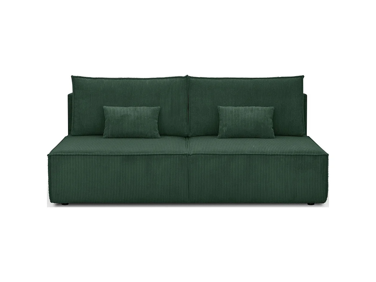 Canapé convertible 3 places avec coffre en velours vert foncé