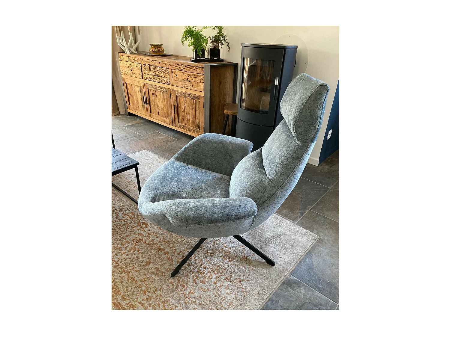 ASTI - Fauteuil rotatif en velours argenté