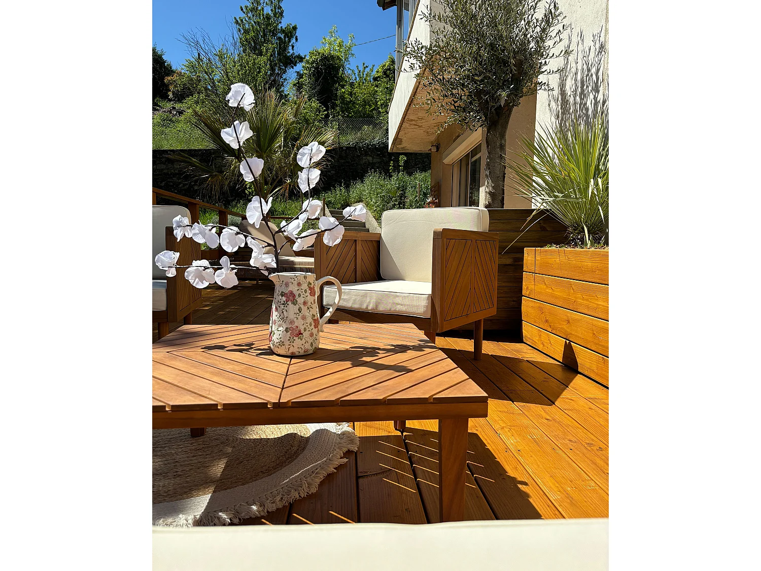 Ensemble pour bistro avec coussins BARATTI Bois Marron