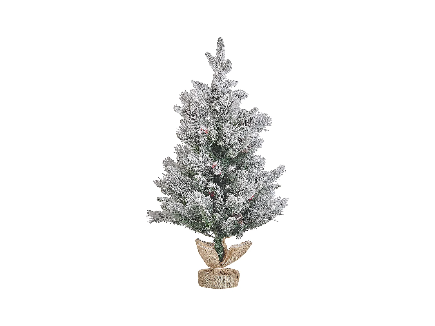 Künstlicher Weihnachtsbaum im Jutesack grün 90 cm LED Lichter gefrostet Maligne