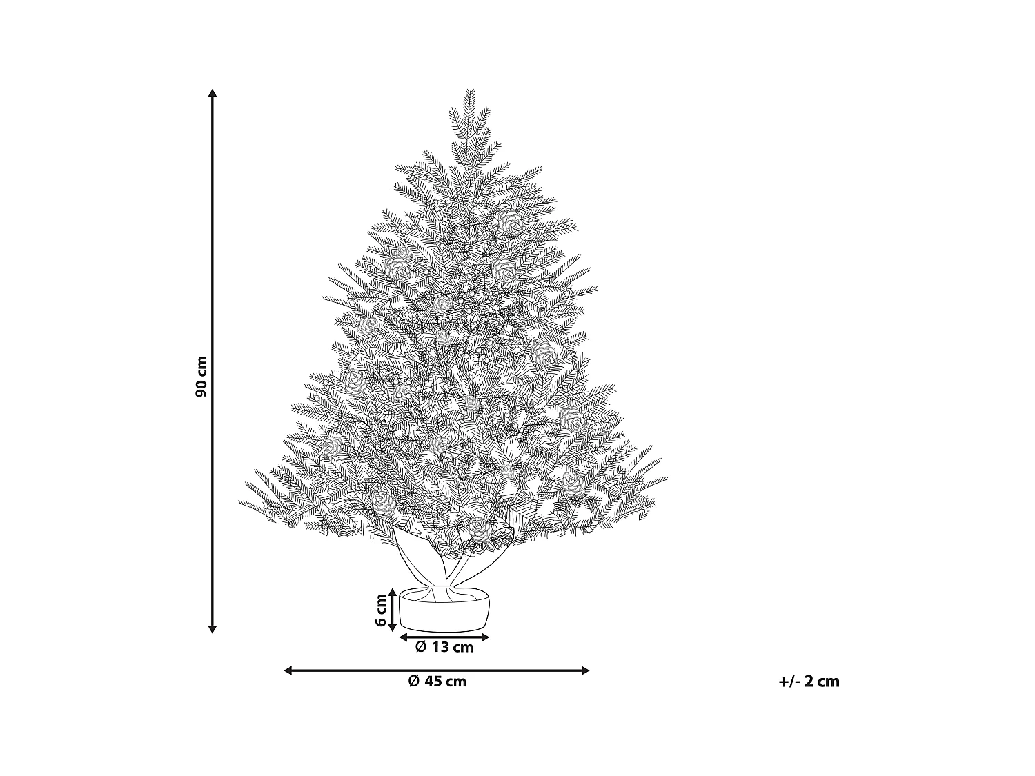 Künstlicher Weihnachtsbaum im Jutesack grün 90 cm LED Lichter gefrostet Maligne