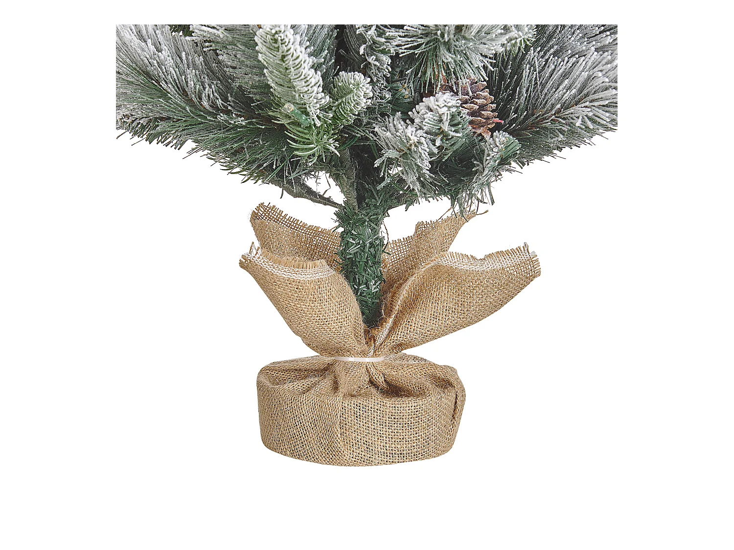 Künstlicher Weihnachtsbaum im Jutesack grün 90 cm LED Lichter gefrostet Maligne