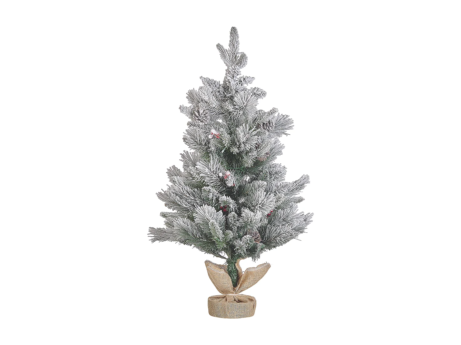 Albero di Natale innevato LED verde bianco e beige 90 cm MALIGNE