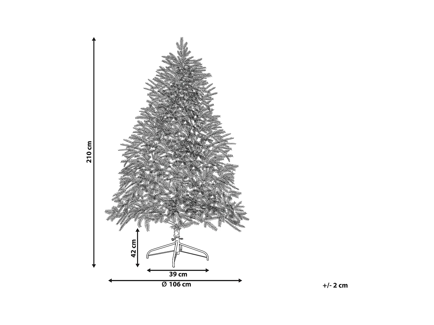 Künstlicher Weihnachtsbaum grün 210 cm mit LED Beleuchtung Lichterkette Fiddle