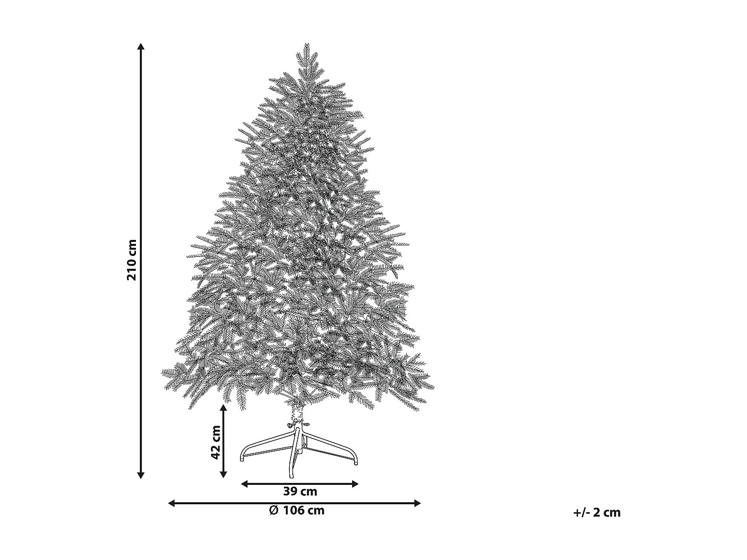 Sapin de Noël artificiel LED FIDDLE 210 cm Vert