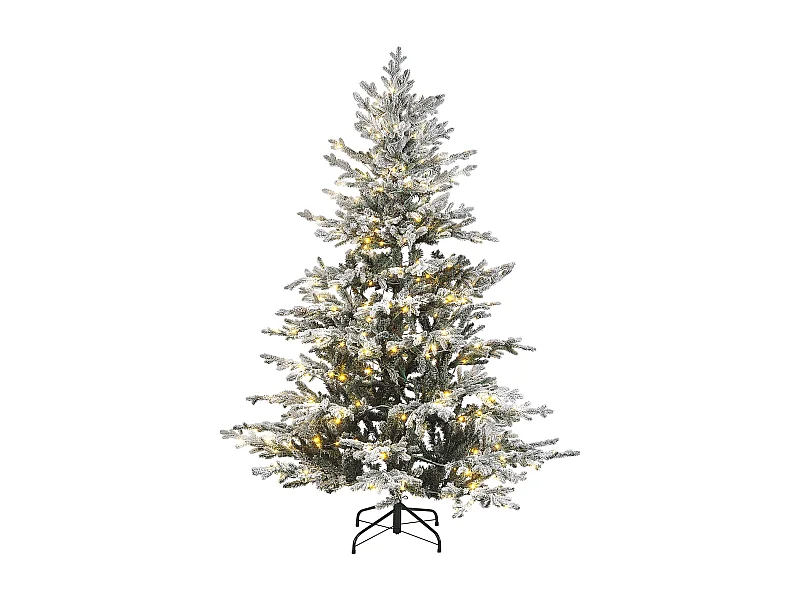 Sapin de Noël artificiel enneigé LED BRISCO 180 cm Blanc