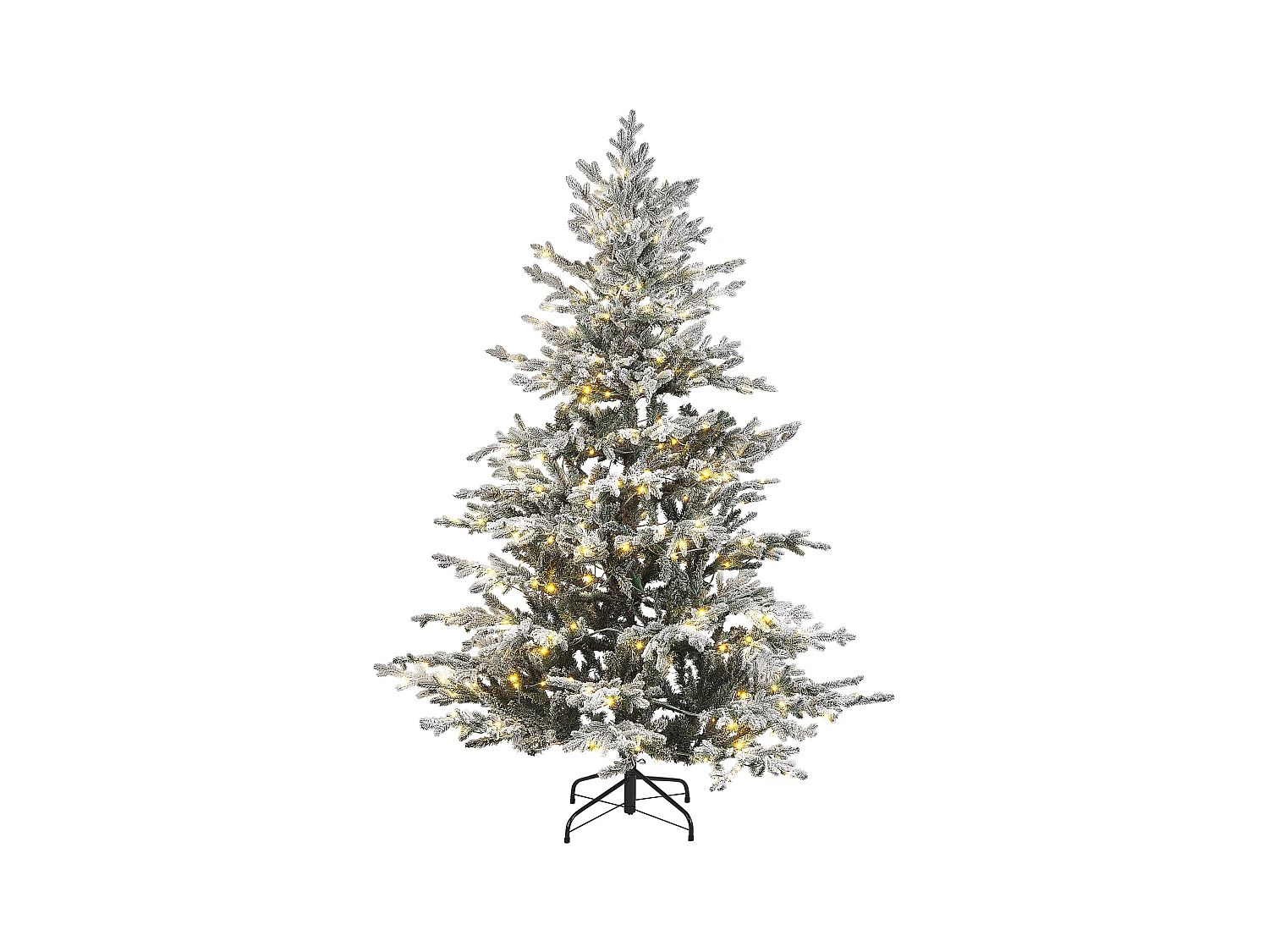 Künstlicher Weihnachtsbaum grün/weiß 180 cm mit LED Lichtern Kunstschnee Brisco