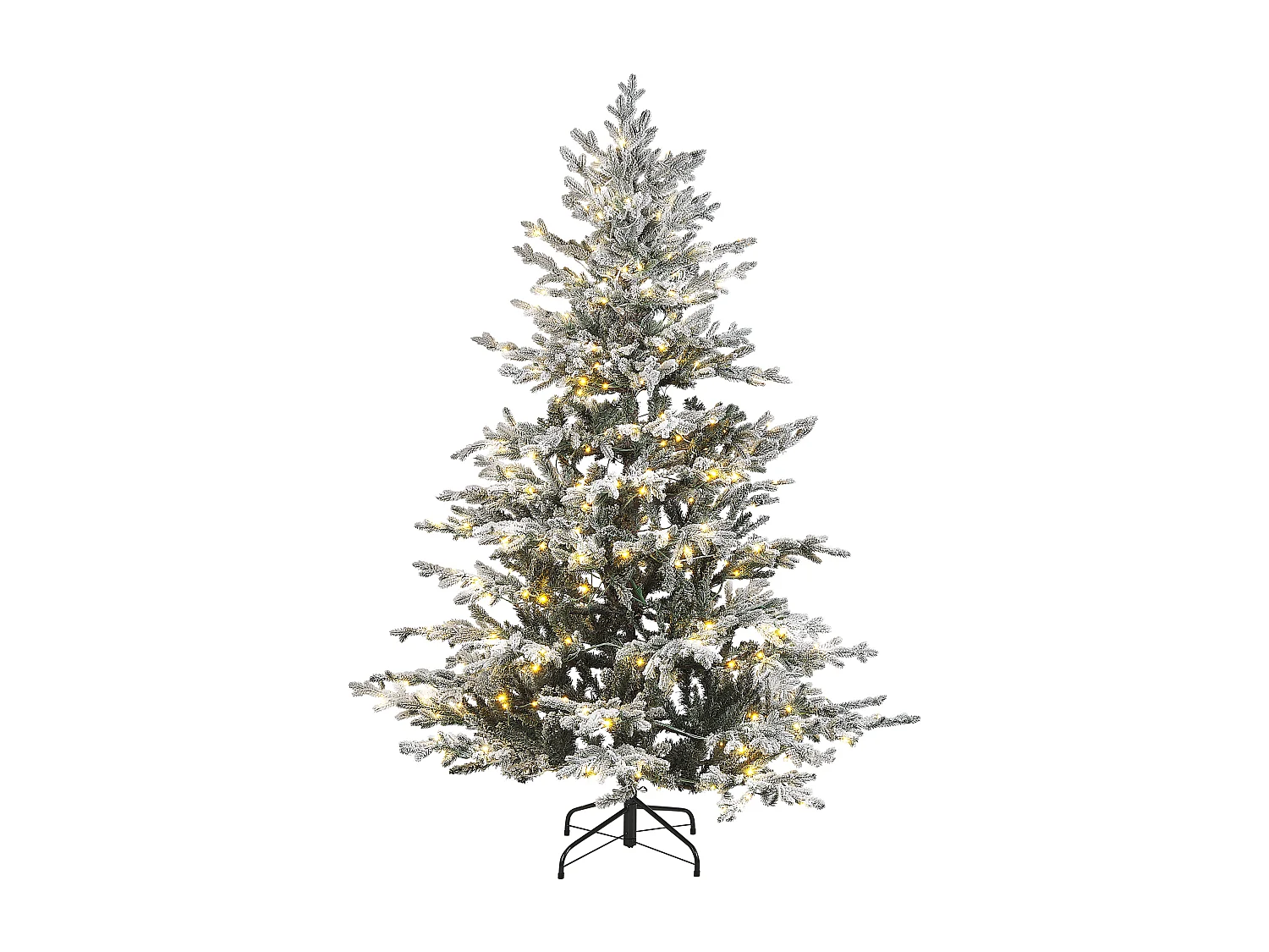 Ośnieżona sztuczna choinka ze światełkami 180 cm biała BRISCO