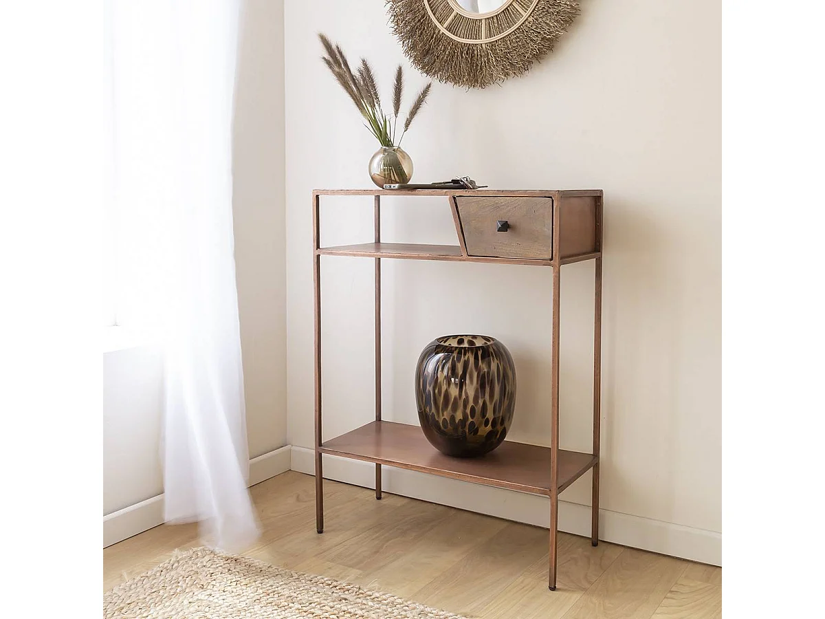 Console en métal effet cuivre Lima