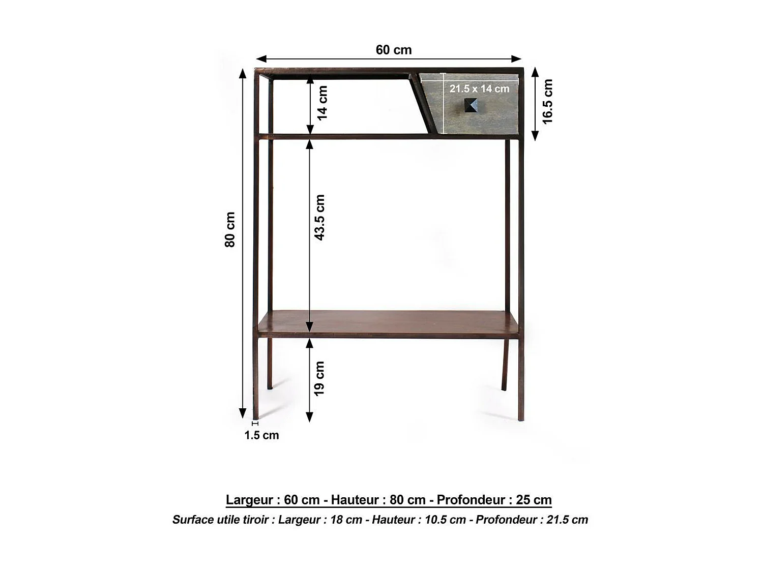 Console en métal effet cuivre Lima