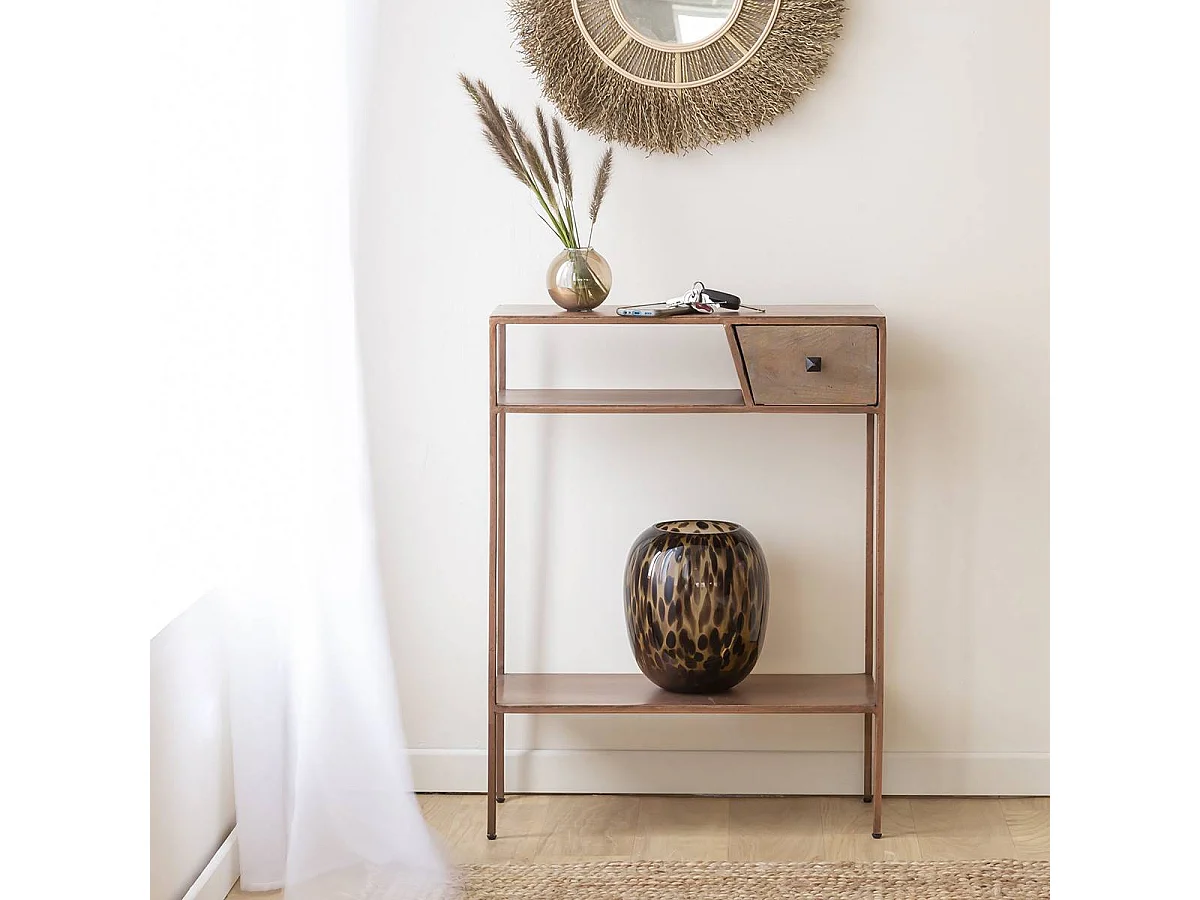 Console en métal effet cuivre Lima