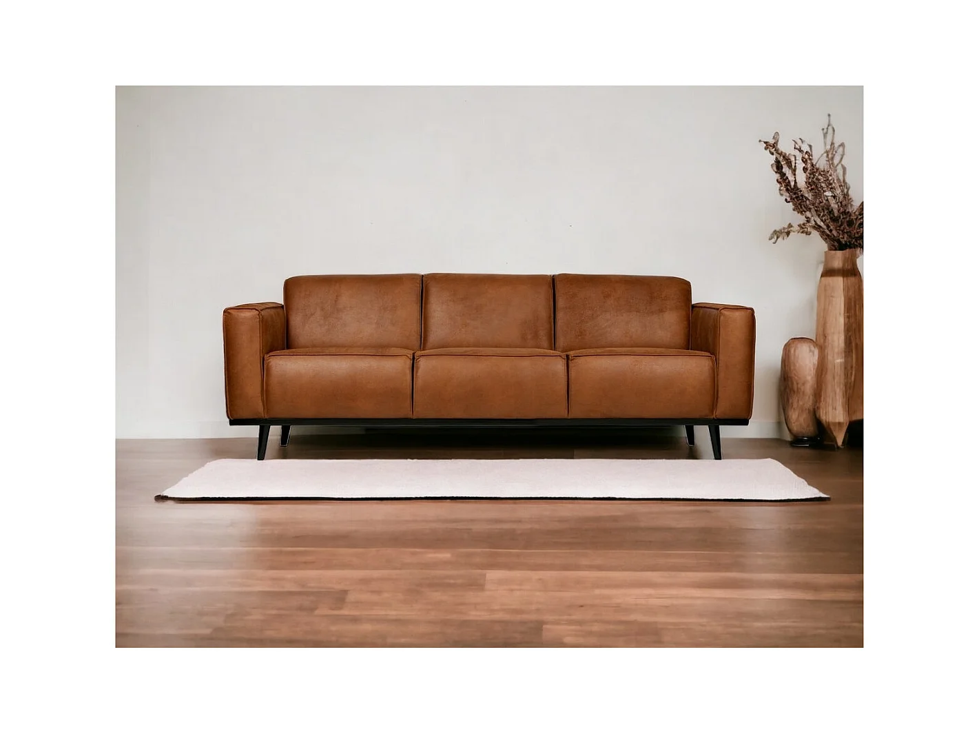 STATEMENT - Canapé 3 places en cuir recyclé cognac