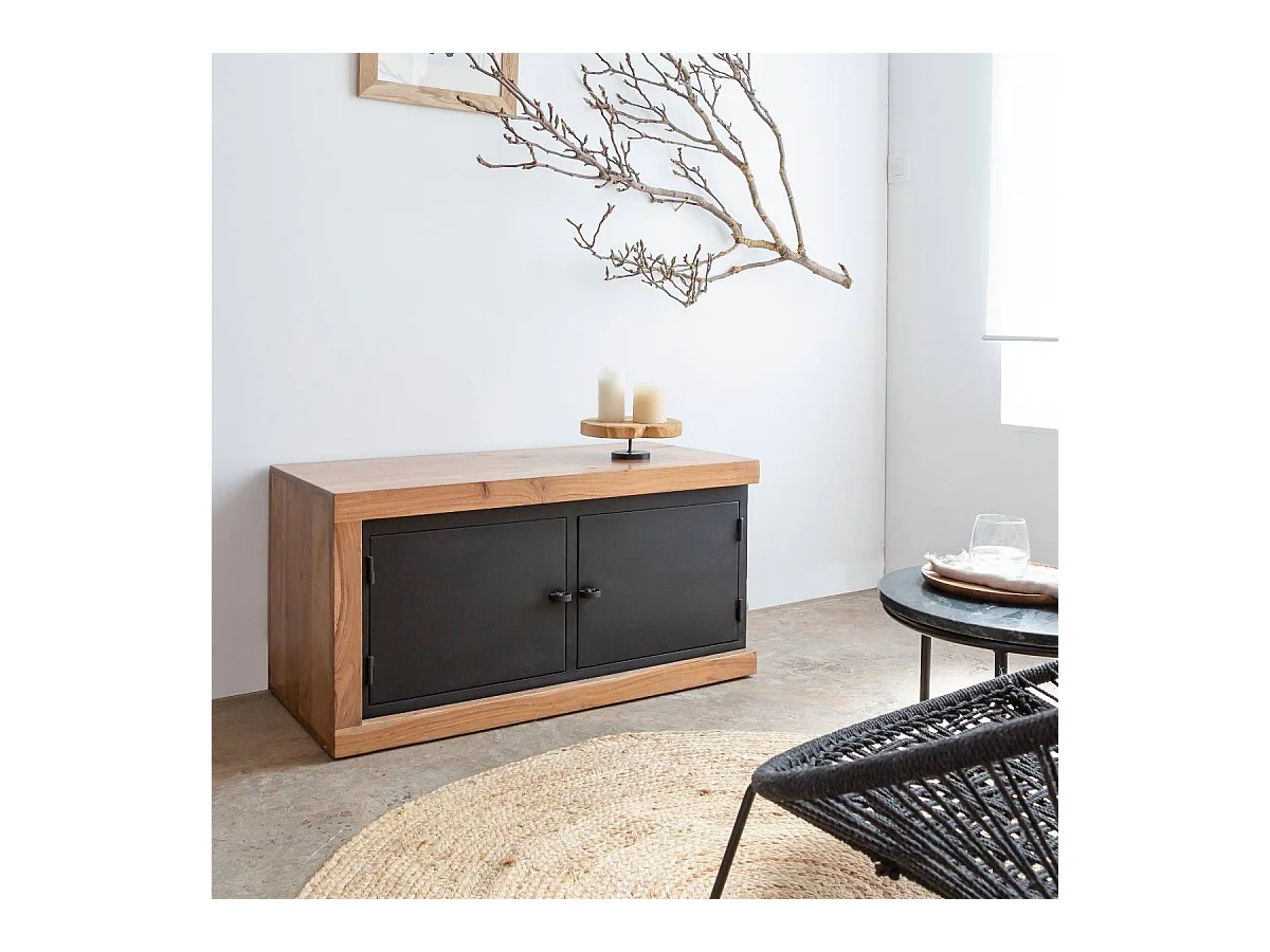 Meuble TV en bois d'acacia Emilio