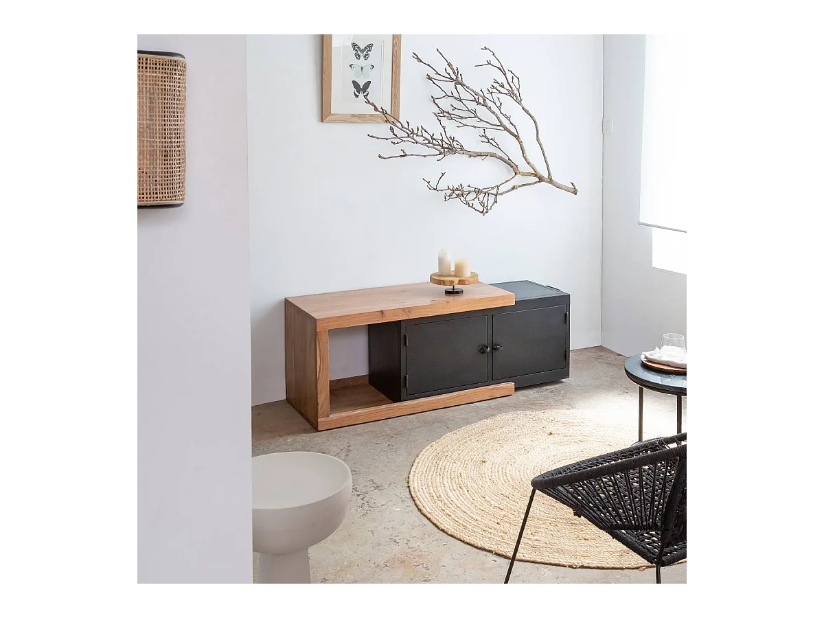 Meuble TV en bois d'acacia Emilio