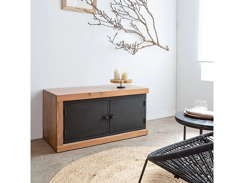 Meuble TV en bois d'acacia Emilio